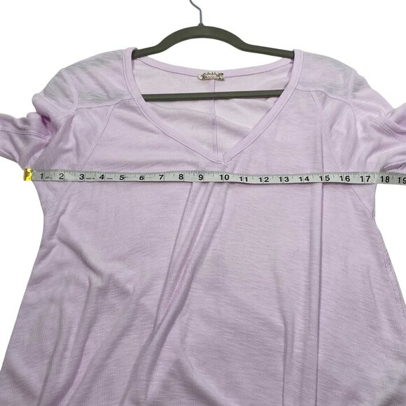 Free People Rock The Boat V-Neck Long Sleeve ribbed Tee  Women Size M Light Pink - Picture 8 of 10